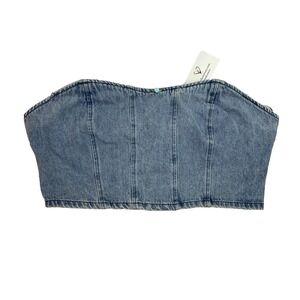 NWT‎ Windsor Crop Top Large Bustier Denim Strapless Rose Y2K Rock MB7651EY-T